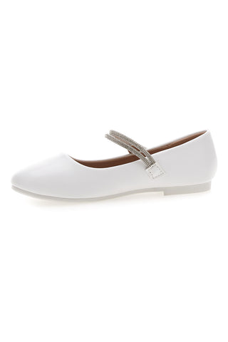Weiße Ballerinas mit Riemen mit Klettverschluss und Glitzersteinen GRAZIE GIRL 39G2512S