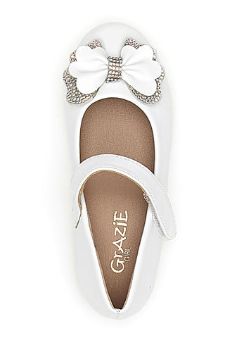 Weiße Ballerinas mit Blumenschleife GRAZIE GIRL 39G2514S