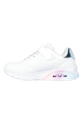 Skechers Uno Lite 2.0 Vivid Metallic White Sneakers mit Metallic-Details und adaptivem Verschluss
