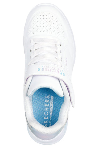 Skechers Uno Lite 2.0 Vivid Metallic White Sneakers mit Metallic-Details und adaptivem Verschluss