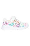 Sneakers bianche con cuori multicolor Skechers Uno Lite Love Levitate