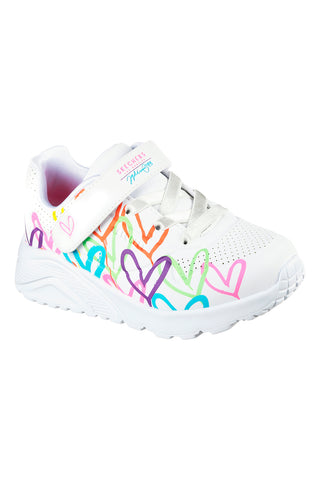 Sneakers bianche con cuori multicolor Skechers Uno Lite Love Levitate