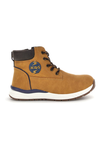 Scarpe alte marroni con zip laterale Pitt kids AT25W01