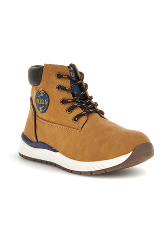 Scarpe alte marroni con zip laterale Pitt kids AT25W01