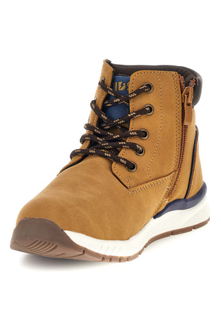 Scarpe alte marroni con zip laterale Pitt kids AT25W01