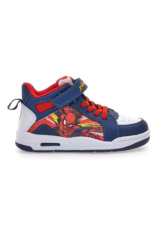 Blaue Sneakers mit Lichtern und Spiderman-Klettverschluss M13194MC