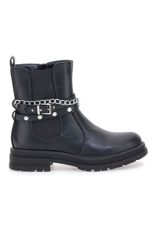 Tronchetti neri con catena e borchie Pitt Kids SKBS812