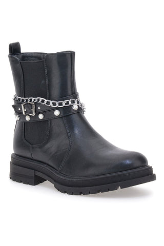 Pitt Kids SKBS812 Schwarze Stiefeletten mit Nieten und Ketten