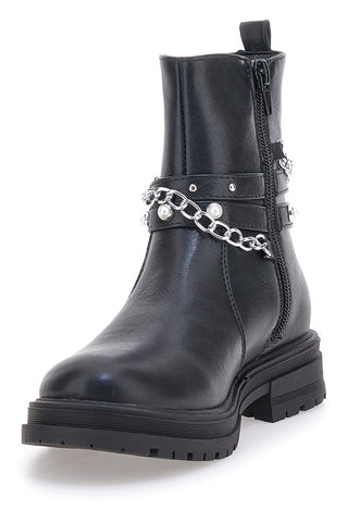 Pitt Kids SKBS812 Schwarze Stiefeletten mit Nieten und Ketten