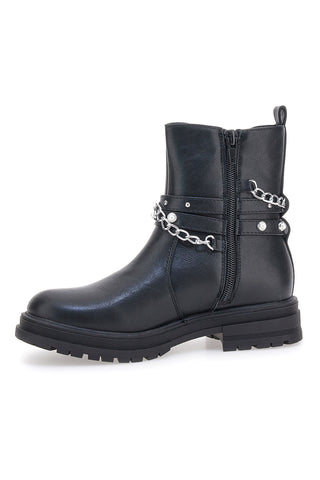 Pitt Kids SKBS812 Schwarze Stiefeletten mit Nieten und Ketten