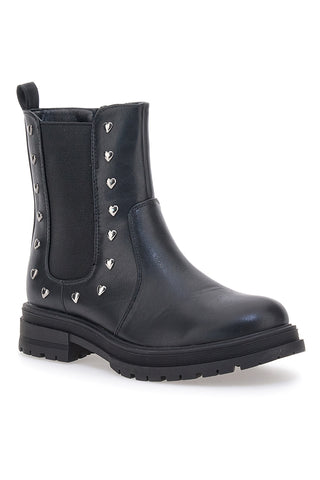 Pitt Kids SKBS1104 Schwarze Chelsea-Stiefel mit Herznieten
