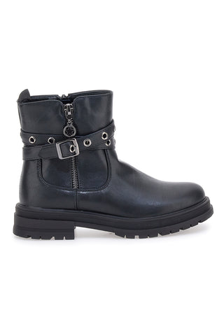 Tronchetti neri con cinturino borchiato Pitt Kids SKBS934