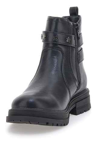 Anfibi neri con fibbie decorative e stella Pitt Kids SKBS1033