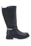 Schwarze Stiefel mit dekorativer Kette Pitt Kinder SKBS1117