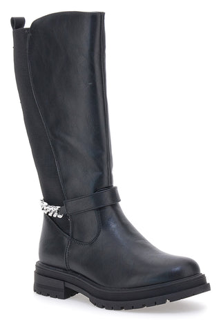 Schwarze Stiefel mit dekorativer Kette Pitt Kinder SKBS1117