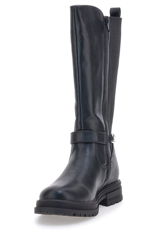 Schwarze Stiefel mit dekorativer Kette Pitt Kinder SKBS1117