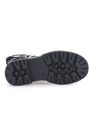 Pitt Kids SKBS1015 Schwarze Stiefeletten mit Pelzfutter und Schnalle