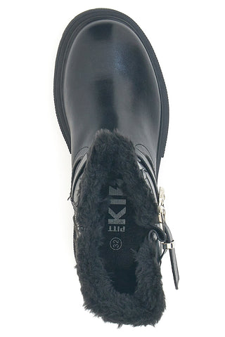 Pitt Kids SKBS1015 Schwarze Stiefeletten mit Pelzfutter und Schnalle
