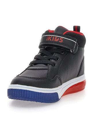 Pitt Kids 114 Schwarze High-Top-Sneaker mit Flammen und Lichtern
