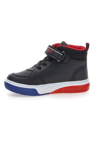 Pitt Kids 114 Schwarze High-Top-Sneaker mit Flammen und Lichtern