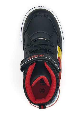 Pitt Kids 114 Schwarze High-Top-Sneaker mit Flammen und Lichtern