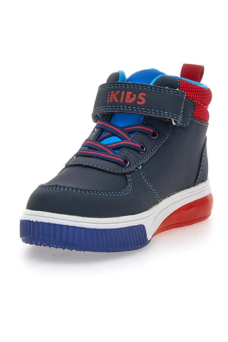 Pitt Kids 116 High-Top-Sneaker in Blau und Rot mit Spinnennetz und Lichtern