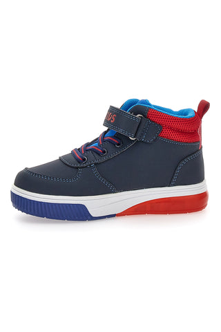 Pitt Kids 116 High-Top-Sneaker in Blau und Rot mit Spinnennetz und Lichtern