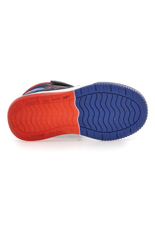 Pitt Kids 116 High-Top-Sneaker in Blau und Rot mit Spinnennetz und Lichtern