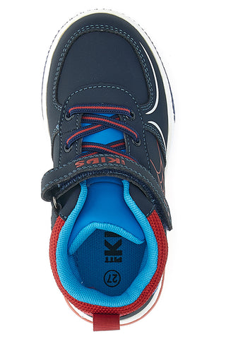 Pitt Kids 116 High-Top-Sneaker in Blau und Rot mit Spinnennetz und Lichtern