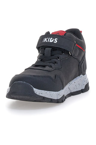 Schwarze High-Top-Sneaker mit roten Details und Klettverschluss Pitt Kids 129