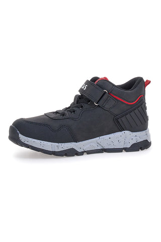 Schwarze High-Top-Sneaker mit roten Details und Klettverschluss Pitt Kids 129