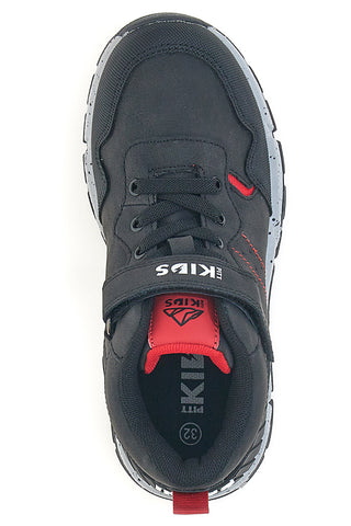 Schwarze High-Top-Sneaker mit roten Details und Klettverschluss Pitt Kids 129