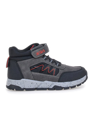 Sneakers alte grigie con dettagli rossi e strappo Pitt Kids 125