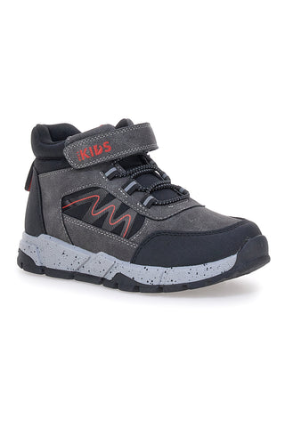 Sneakers alte grigie con dettagli rossi e strappo Pitt Kids 125