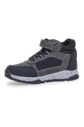 Pitt Kids 125 graue High-Top-Sneaker mit roten Details und Klettverschluss