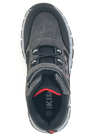 Pitt Kids 125 graue High-Top-Sneaker mit roten Details und Klettverschluss