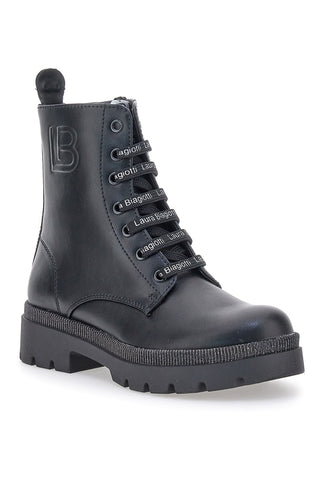 Anfibi neri con suola carrarmato e logo laterale Laura Biagiotti L93119396