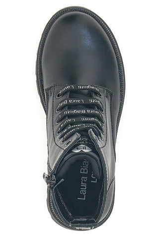 Anfibi neri con suola carrarmato e logo laterale Laura Biagiotti L93119396