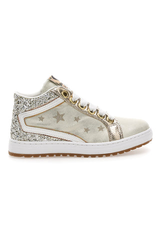 Laura Biagiotti AG1751016519 goldene High-Top-Sneaker mit Glitzer und Sternen