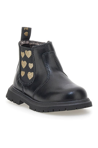 Laura Biagiotti AG1768216715 schwarze Stiefeletten mit Glitzerherzen