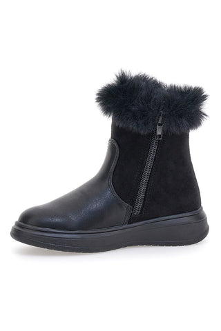 Grazia 1624 Schwarze Stiefeletten mit Kunstfell und Glitzerdetail