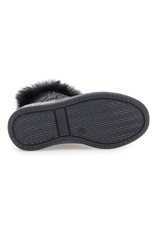 Grazia 1624 Schwarze Stiefeletten mit Kunstfell und Glitzerdetail