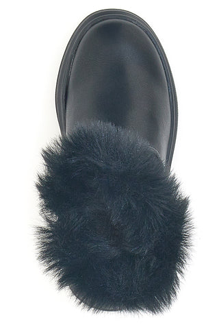 Grazia 1624 Schwarze Stiefeletten mit Kunstfell und Glitzerdetail