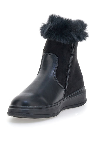 Schwarze Stiefeletten Grazia 1624 mit Glitzersternen und Fell