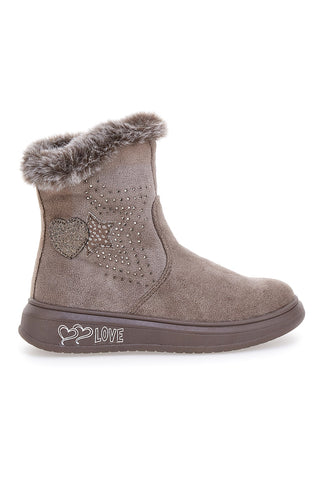 Stivaletti taupe con pelliccia sintetica e glitter Grazia 1625