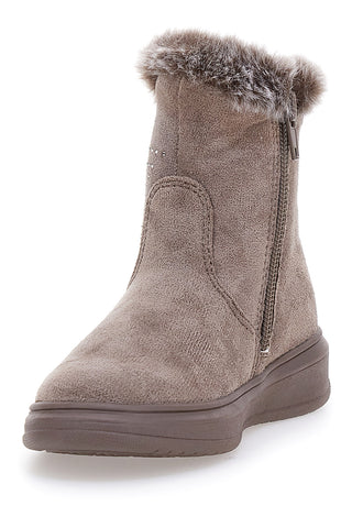 Grazia 1625 Stiefeletten aus Kunstfell und Glitzer in Taupe