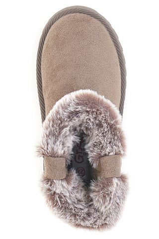 Taupefarbene Stiefeletten mit Leopardenmuster und warmem Fellfutter. Danke 1642