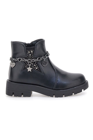 Grazia 1729 schwarze Stiefeletten mit Ketten- und Glitzerdetails