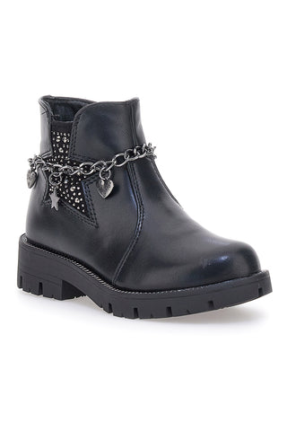 Stivaletti neri con catena e dettagli glitterati Grazia 1729