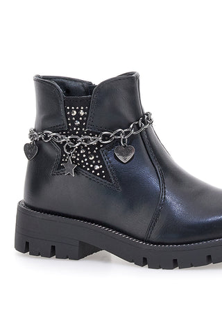 Stivaletti neri con catena e dettagli glitterati Grazia 1729
